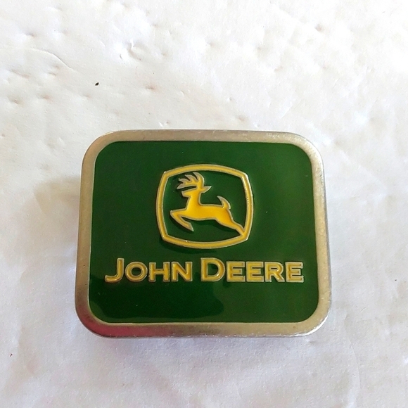 Vintage John Deere Belt Buckle Tractor Green / Silver - Picture 1 of 4